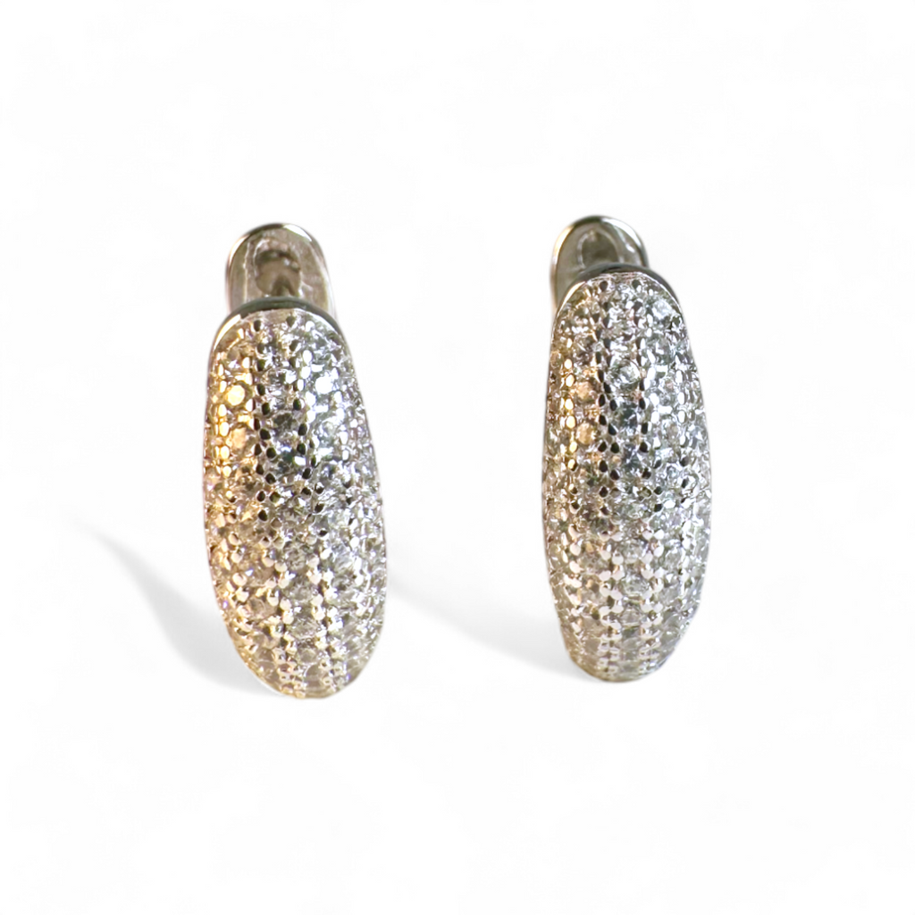 Aros argollas circón en pavé plateados 1,9 cm