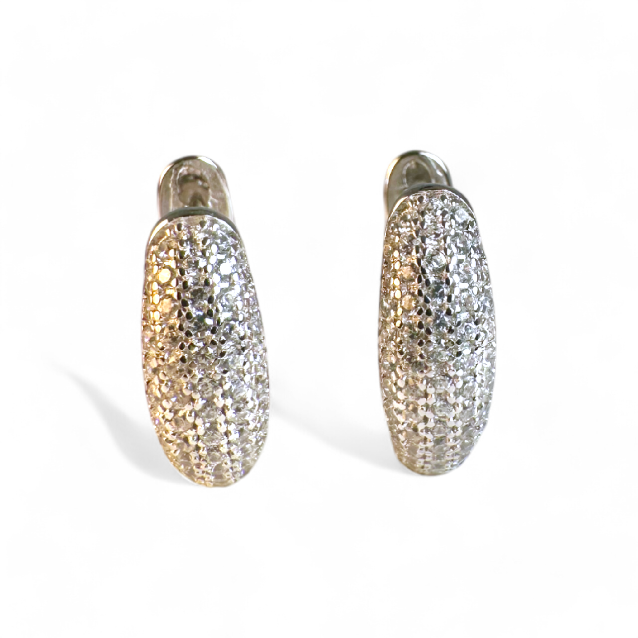 Aros argollas circón en pavé plateados 1,9 cm