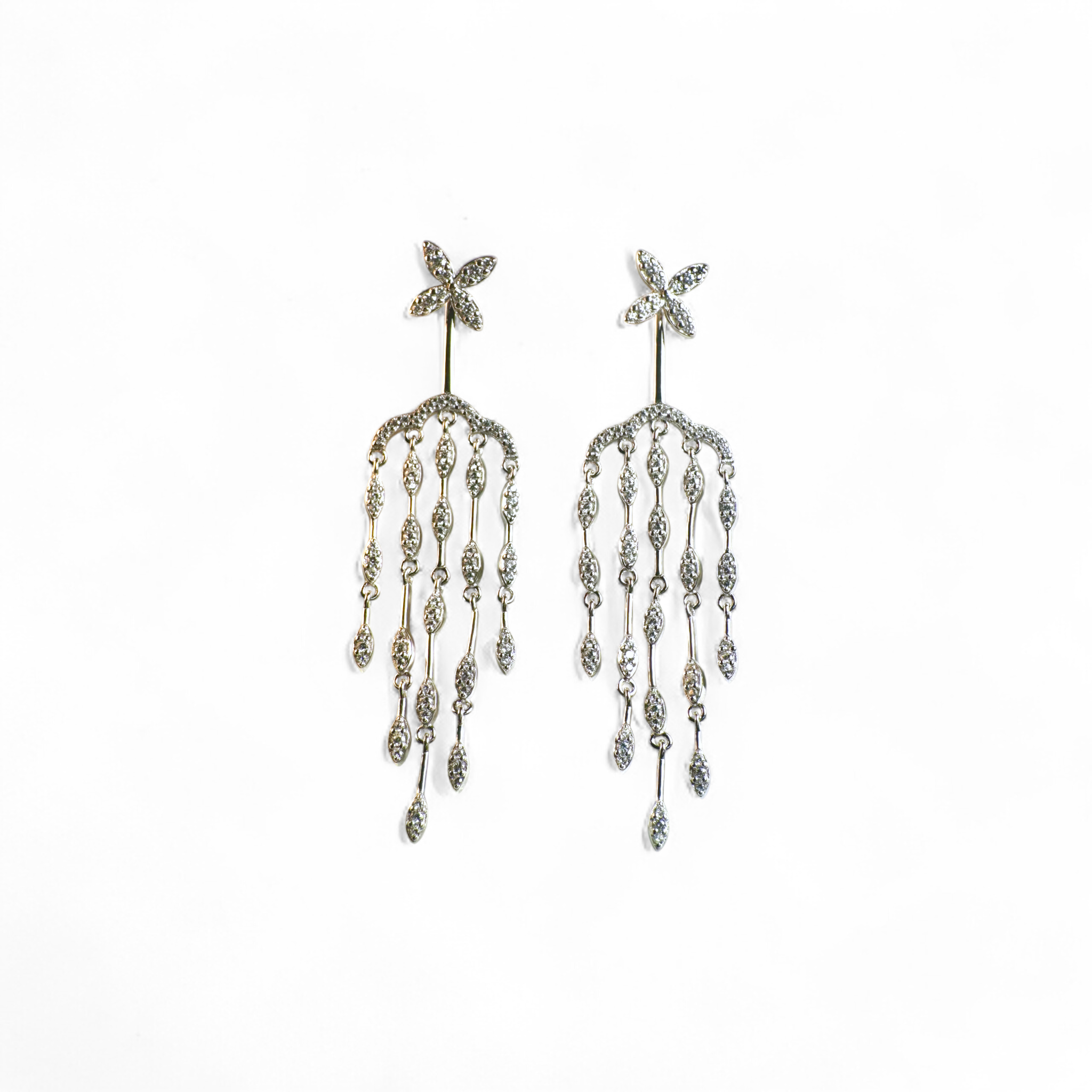 Aros colgantes palitos circones 2 en 1 plata 925