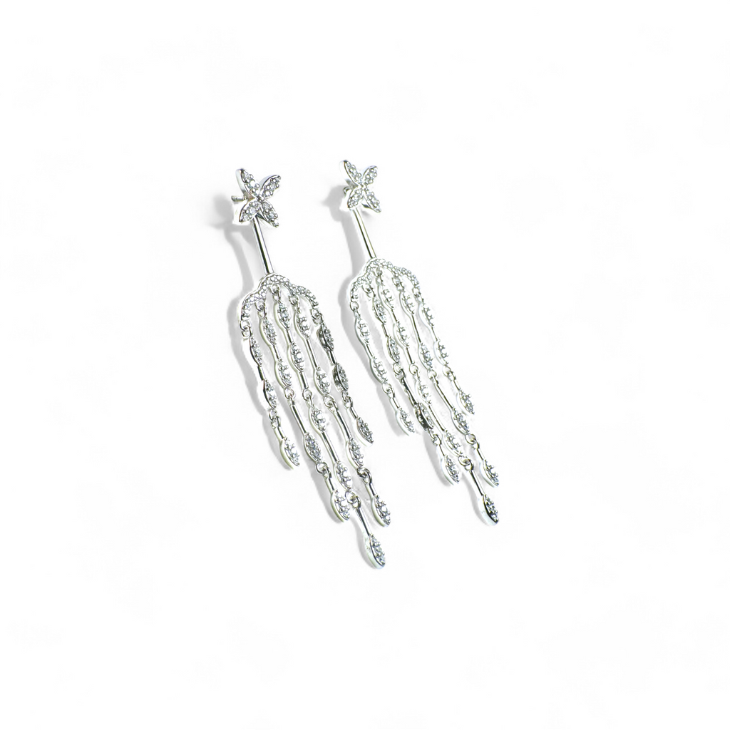 Aros colgantes palitos circones 2 en 1 plata 925