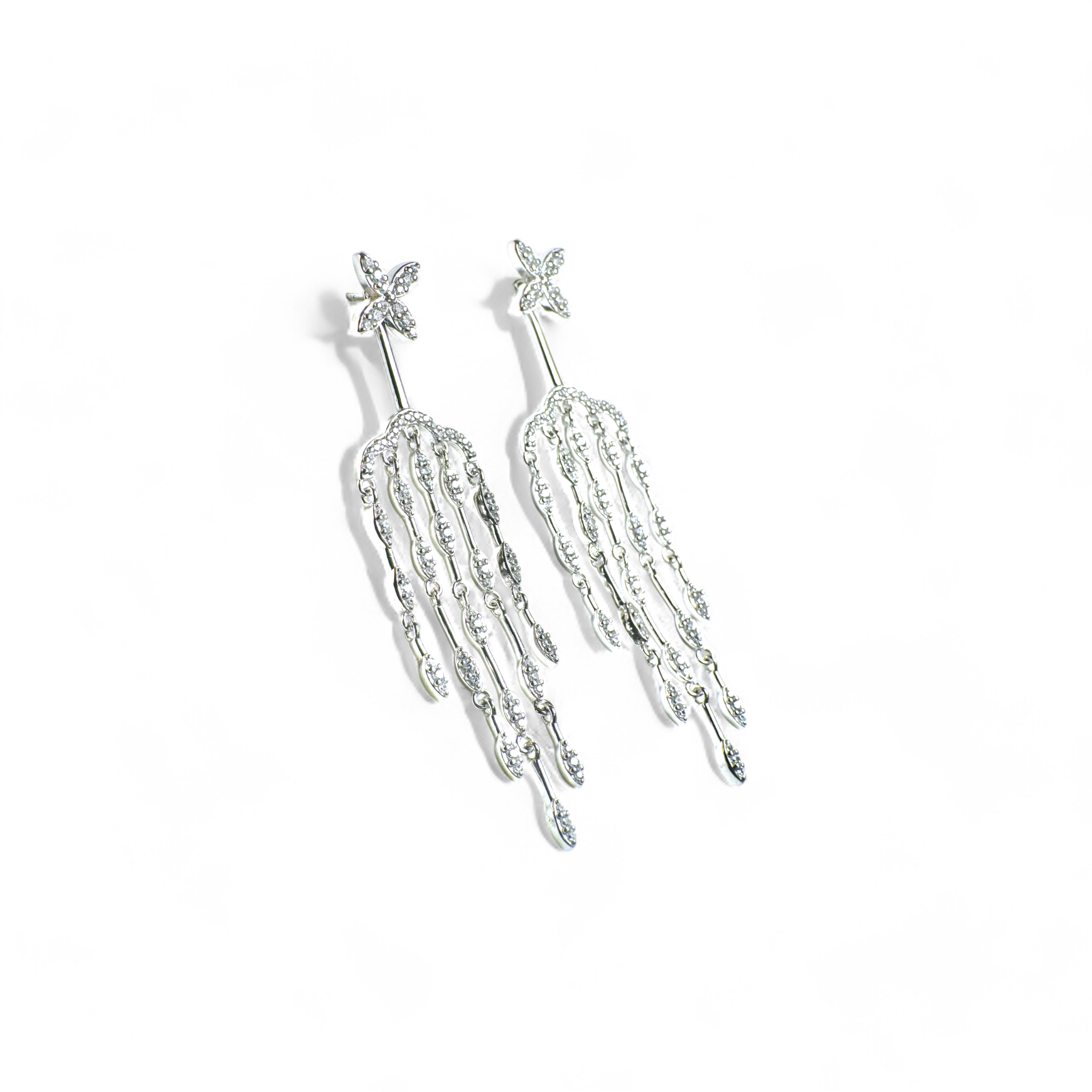 Aros colgantes palitos circones 2 en 1 plata 925