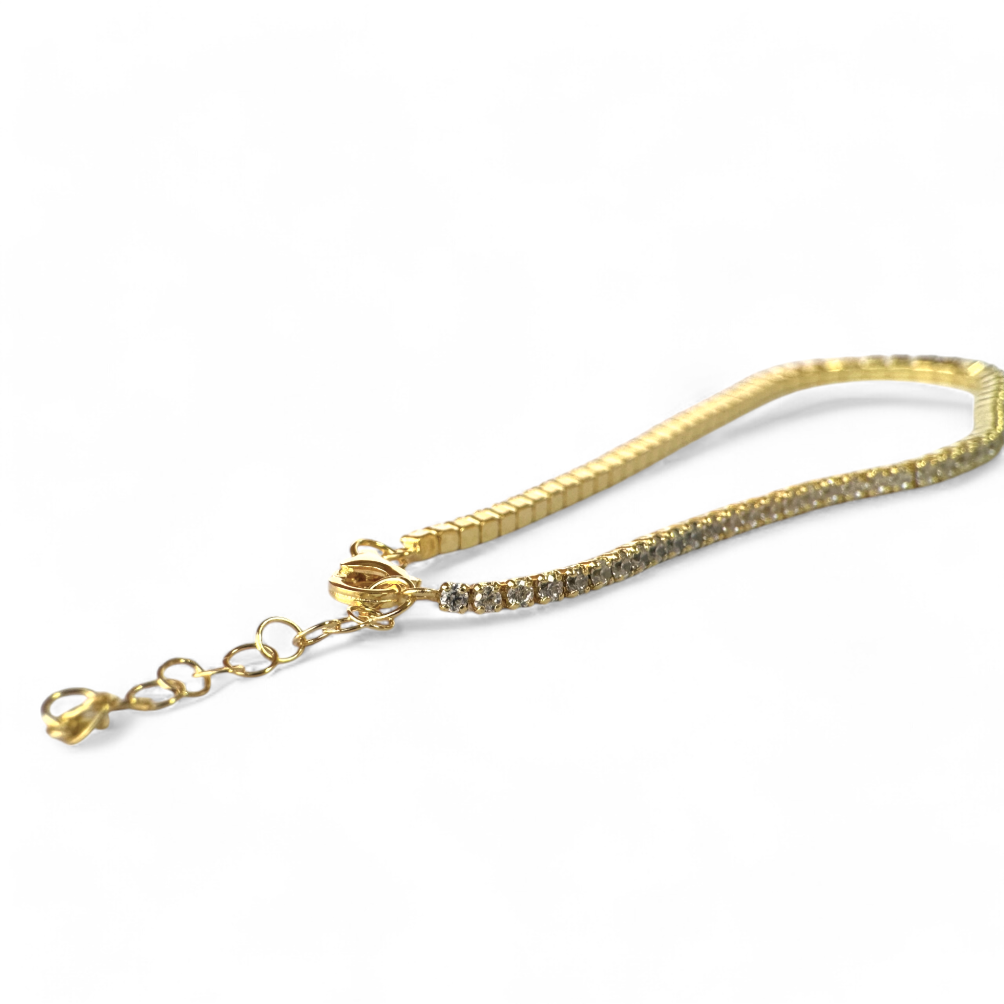 Pulsera tennis de plata 925 con circones dorada