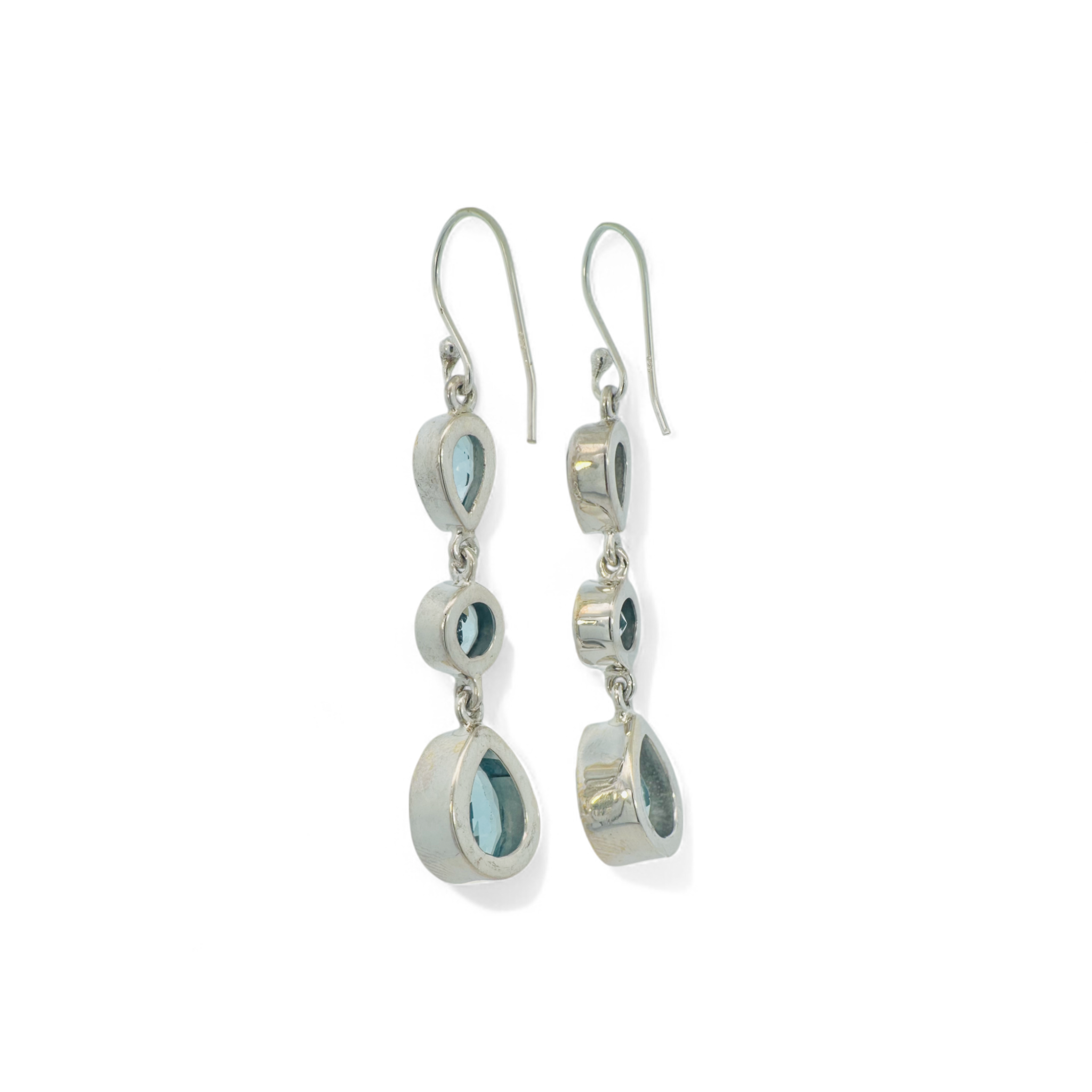 Aros colgantes topacio azul bisel plata 925