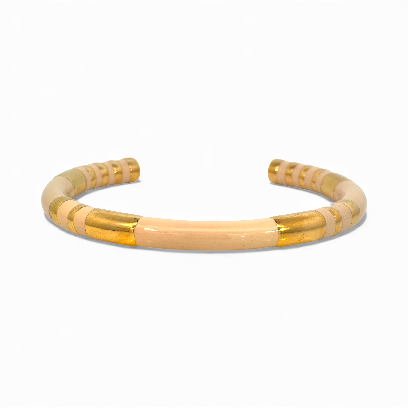 Esclava franjas Peach y baño oro 18K