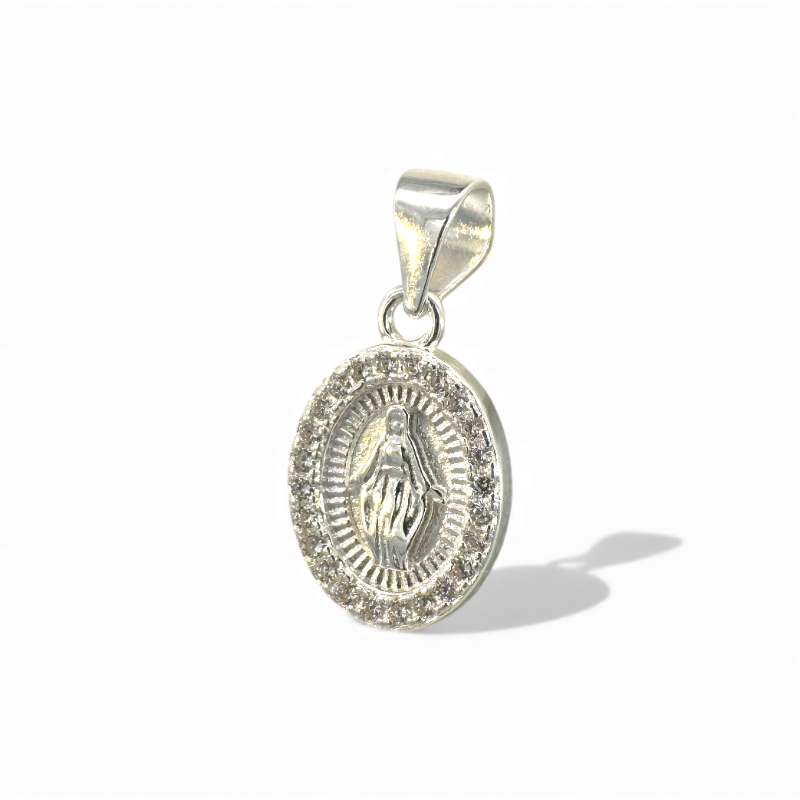 Medalla Virgen de los Rayos Oval Halo Circones Plata 11x9 mm