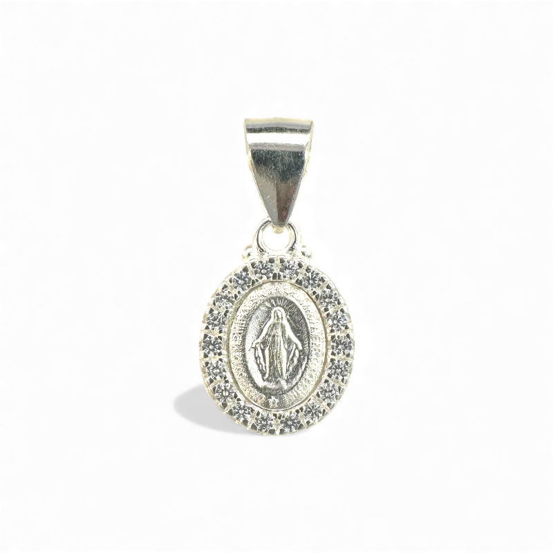 Medalla Virgen de los Rayos Oval Halo circones Plata 10x11 mm