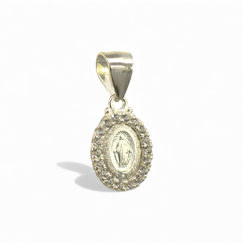 Medalla Virgen de los Rayos Oval Halo circones Plata 10x11 mm