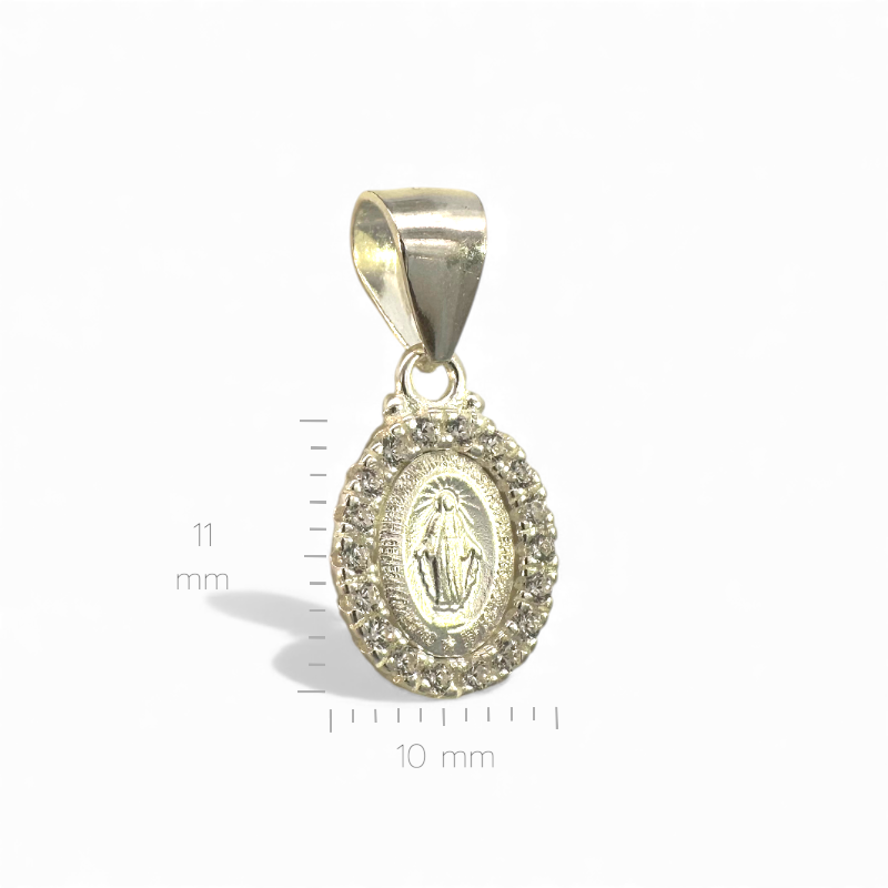 Medalla Virgen de los Rayos Oval Halo circones Plata 10x11 mm