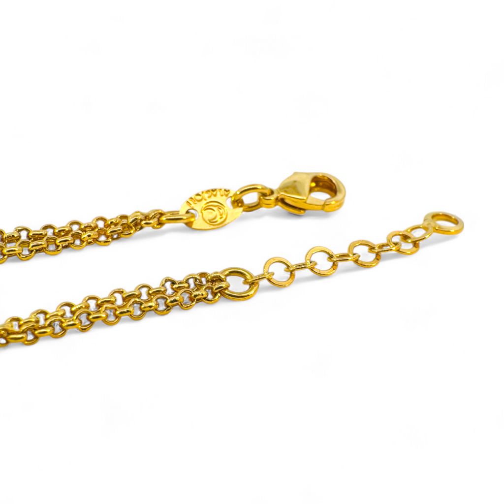 Pulsera eslabones espiga y cadena doble