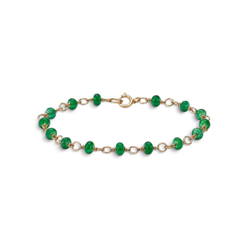 Pulsera ClaraJoyas de 17 cm con cuentas de aventurina verde de 3 mm y eslabones de alambre dorado ajustable
