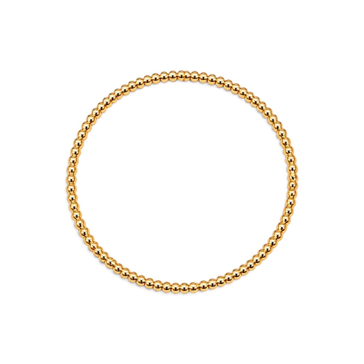 Pulsera elástica de bolitas mini de 2 mm en goldfilled de ClaraJoyas, diseño minimalista de 15,5 cm.