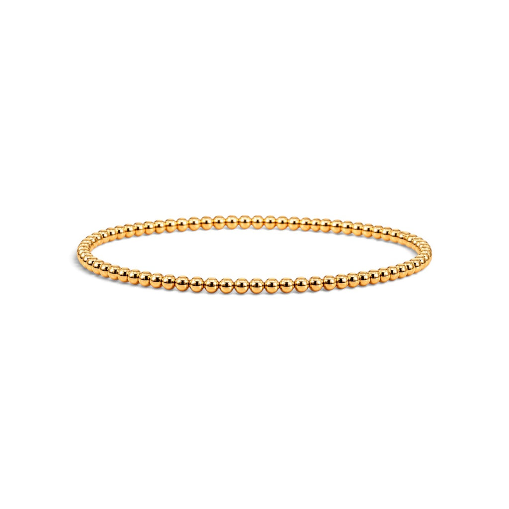 Pulsera elástica ClaraJoyas de bolitas mini de 2 mm en goldfilled dorado de 15,5 cm
