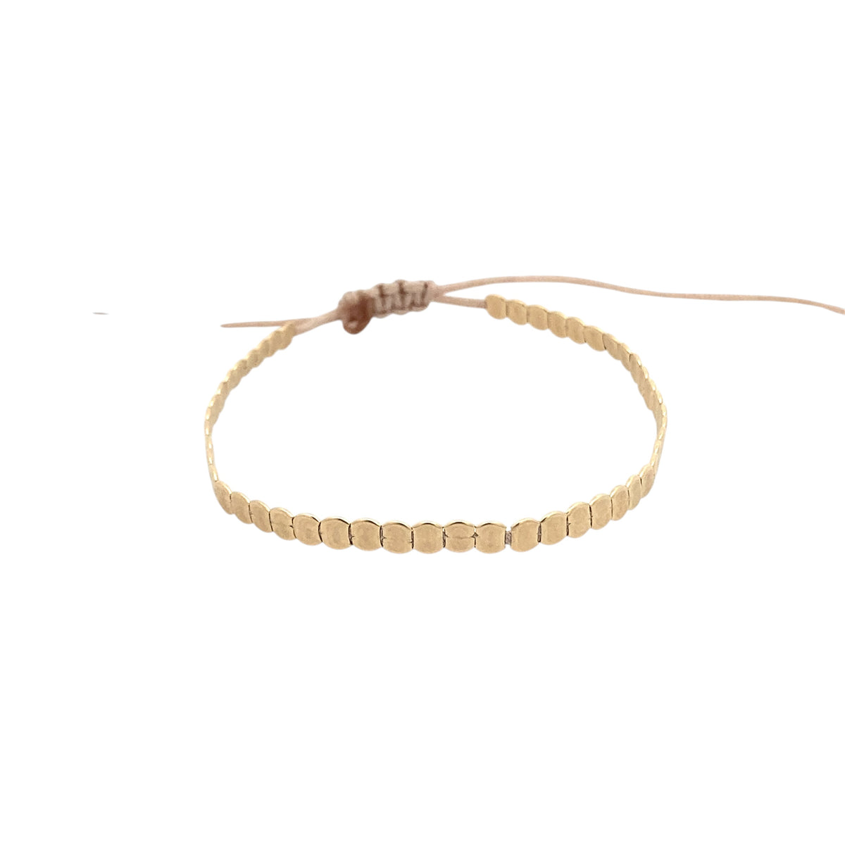 Pulsera ajustable ClaraJoyas de hilo con mostacillas planas de plata bañadas en oro