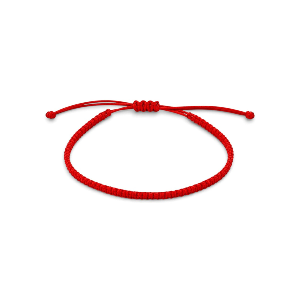 Pulsera ClaraJoyas de hilo rojo Miyuki con diseño simple y ajustable sobre fondo blanco