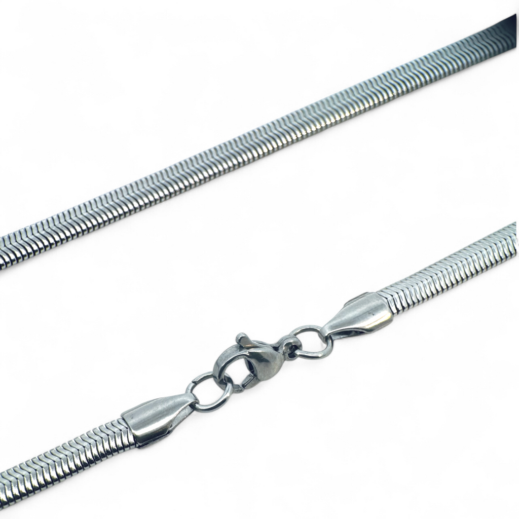 Collar cadena snake plateada