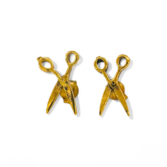 Aros stud Tijeras dorados