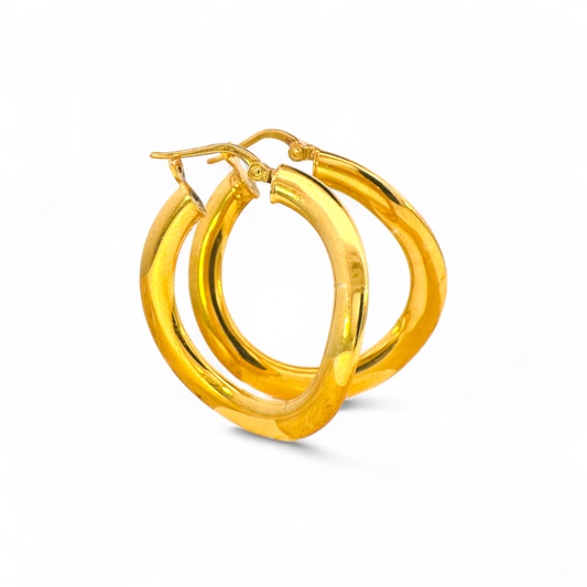 Aros argollas irregulares plata 925 bañadas en oro