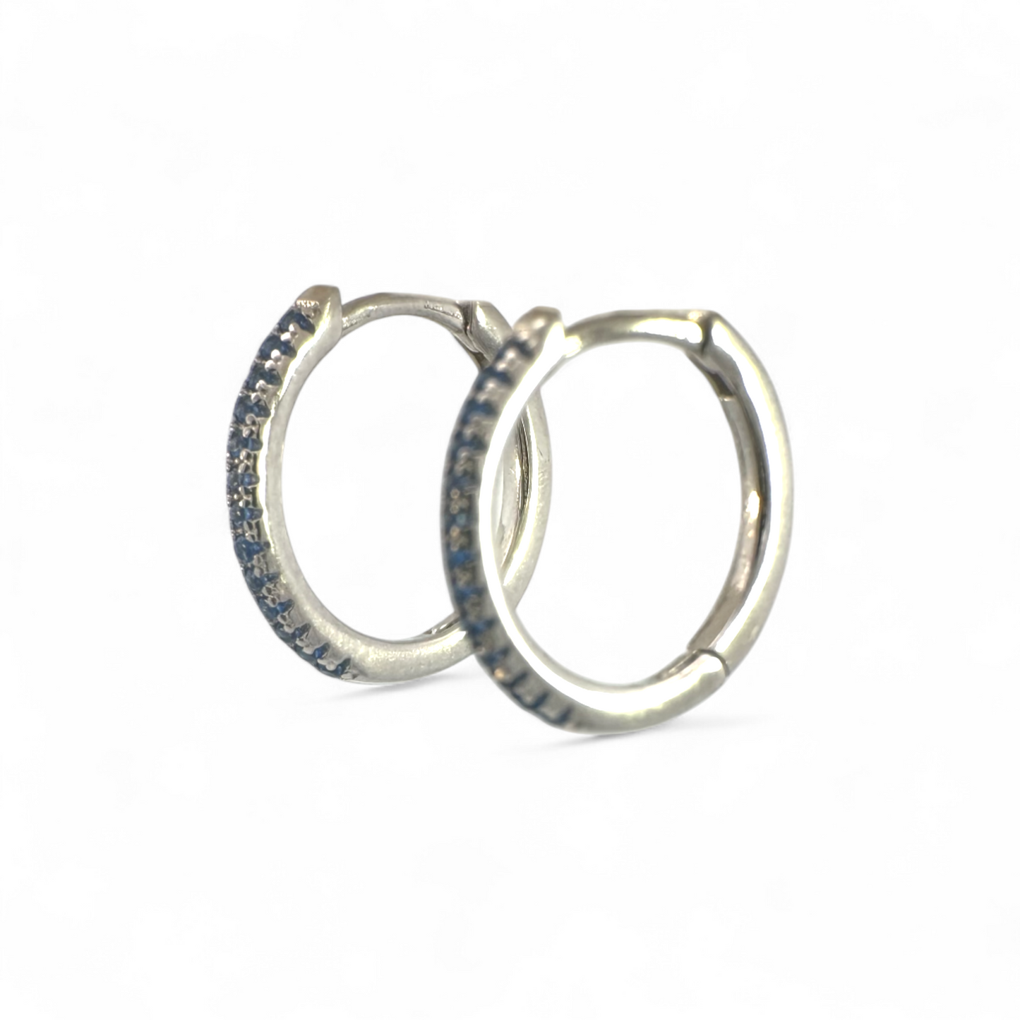 Aros argollas de plata 925 con piedras azules en grifa