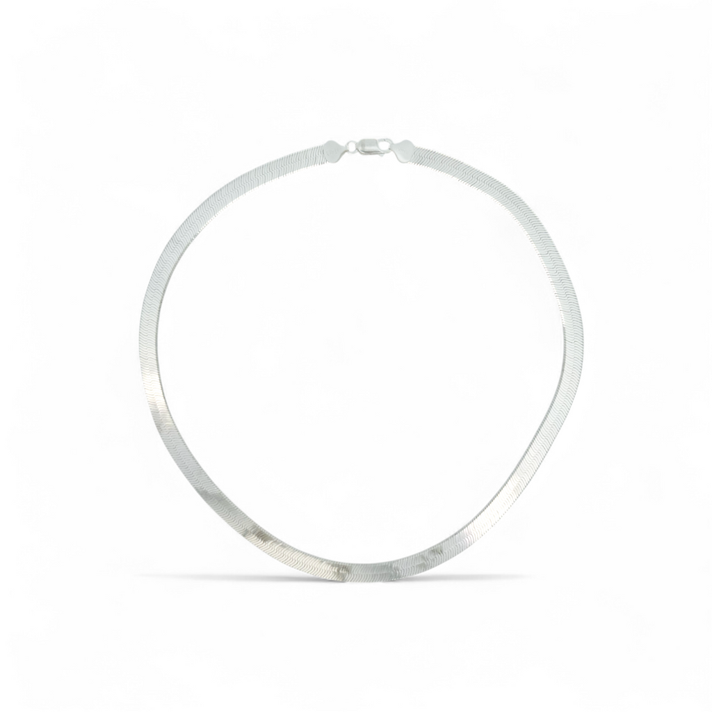 Collar tipo Herringbone plano plata 925