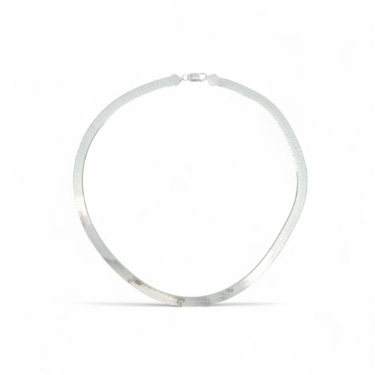 Collar tipo Herringbone plano plata 925