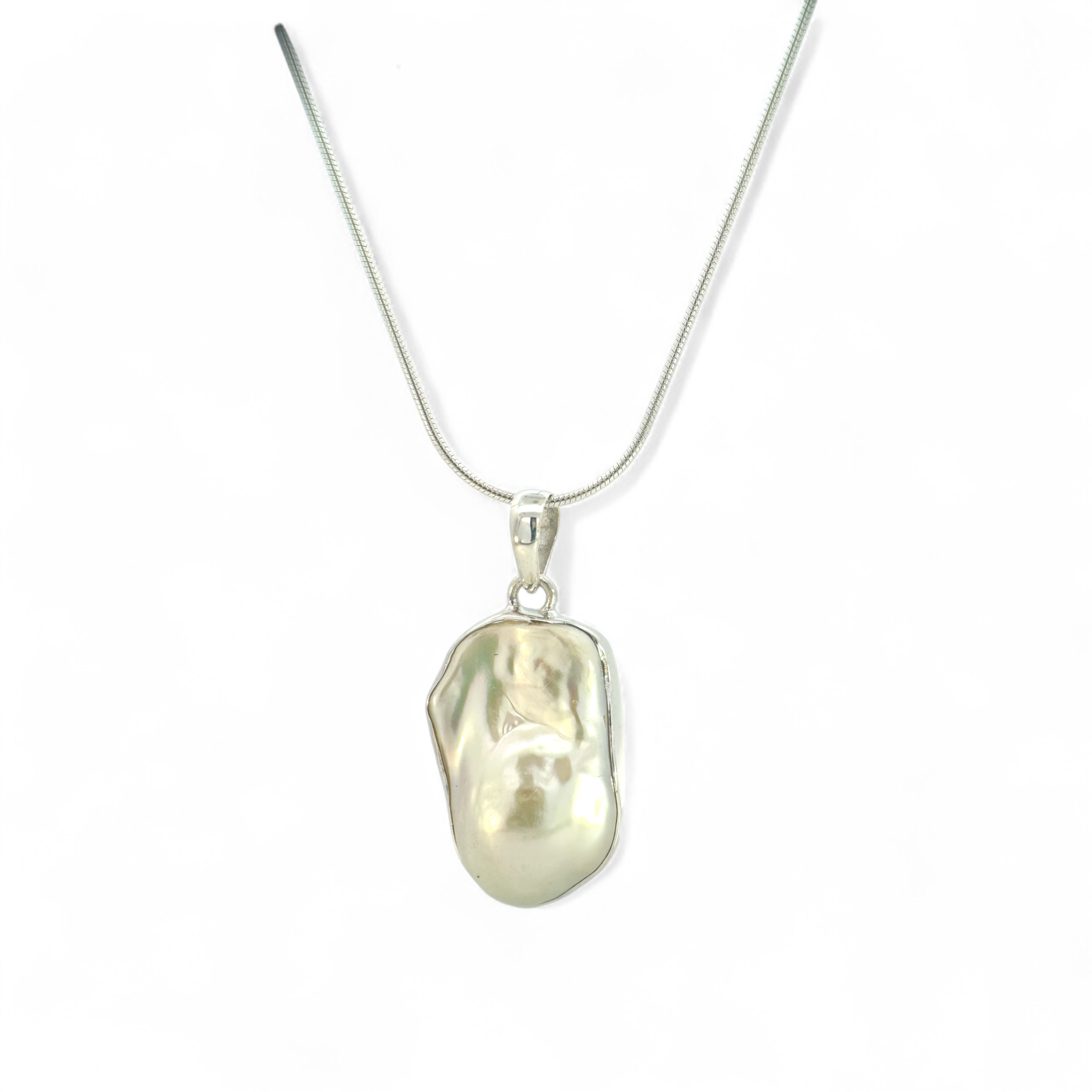 Collar cadena y colgante de plata 925 con perla barroca