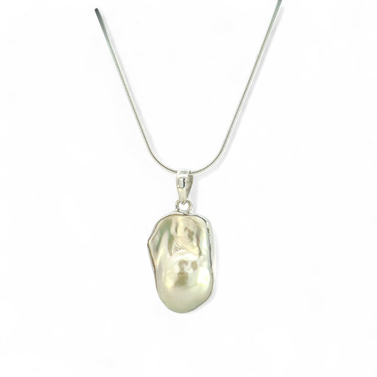 Collar cadena y colgante de plata 925 con perla barroca