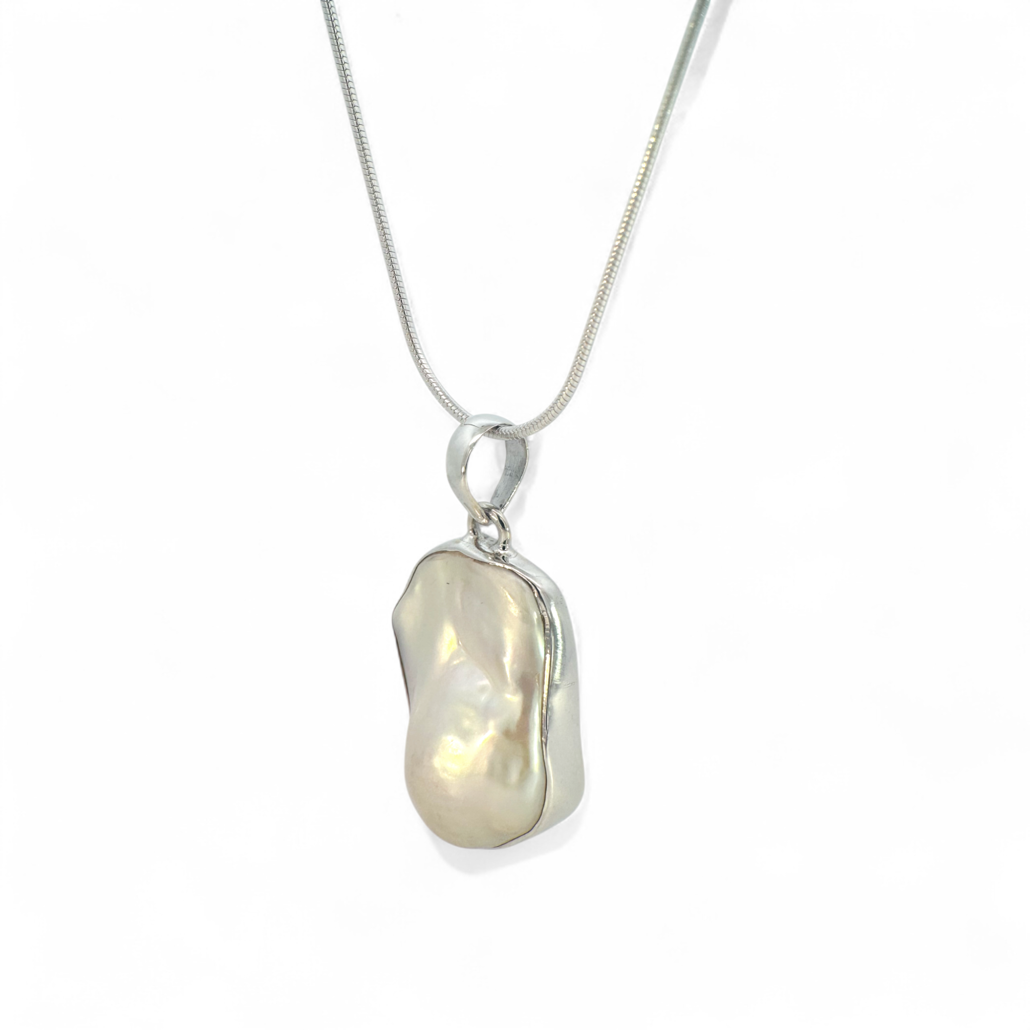 Collar cadena y colgante de plata 925 con perla barroca