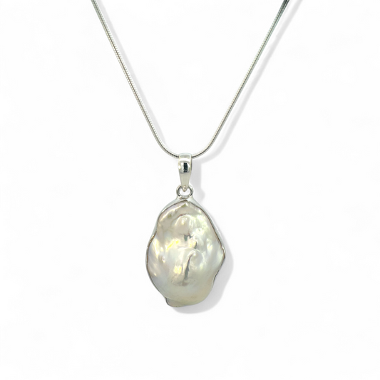 Collar cadena y colgante de plata 925 con perla barroca