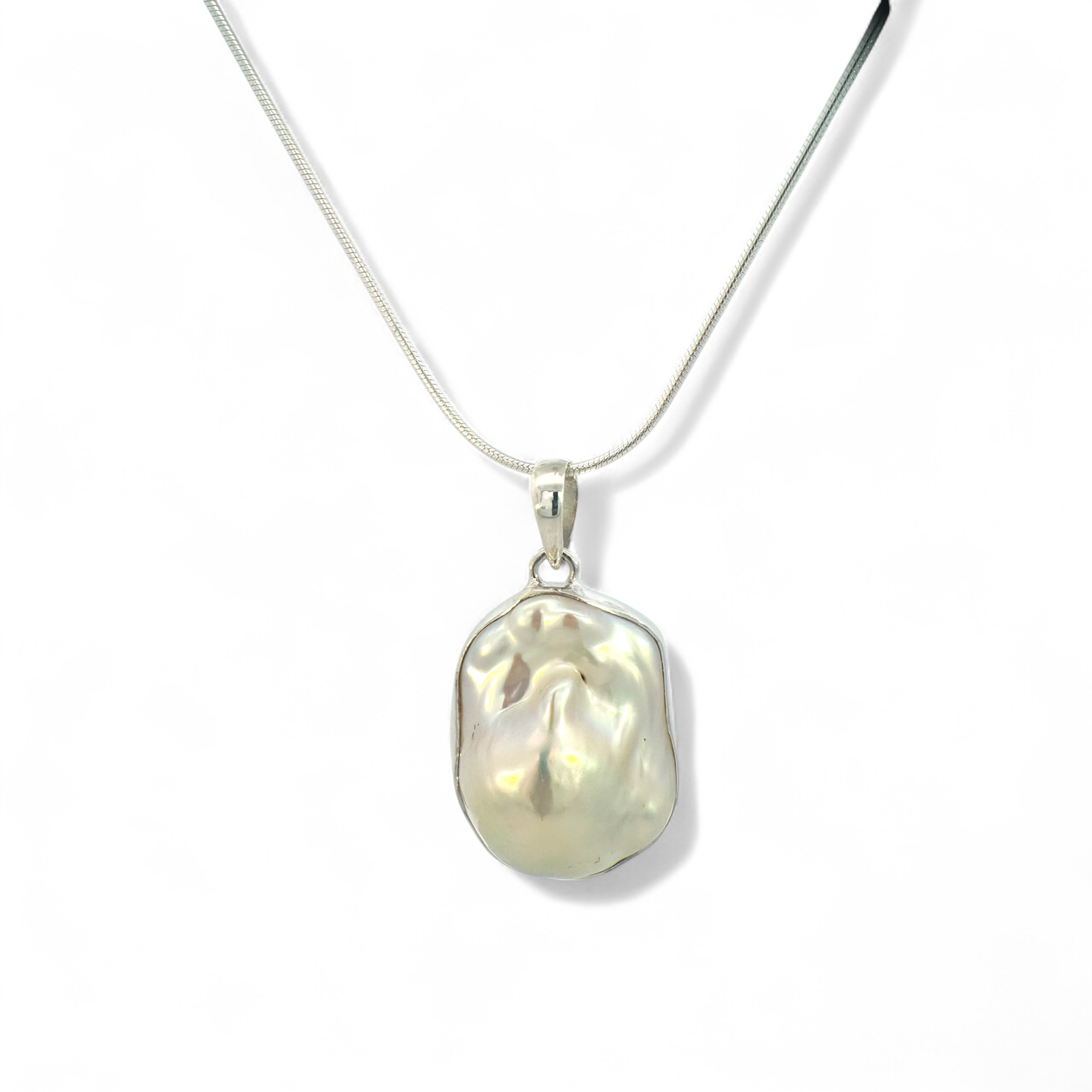 Collar cadena y colgante de plata 925 con perla barroca