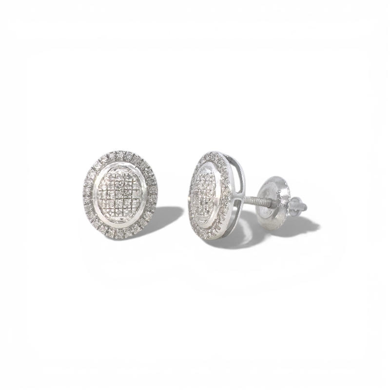 Aros stud redondos diamantes halo 0,25 ct plata 925