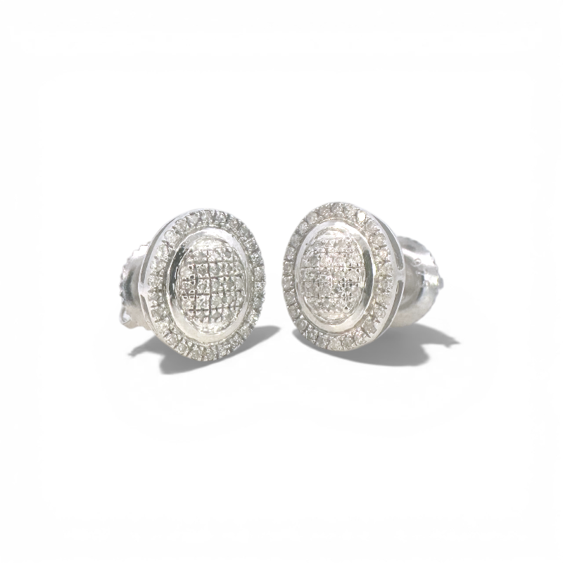 Aros stud redondos diamantes halo 0,25 ct plata 925