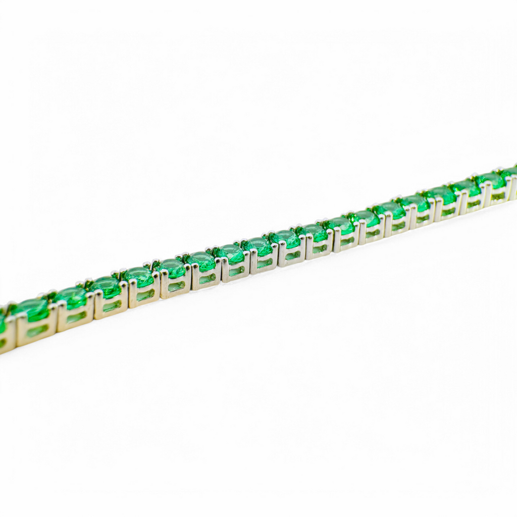 Pulsera circón verde redondo grifa 3mm