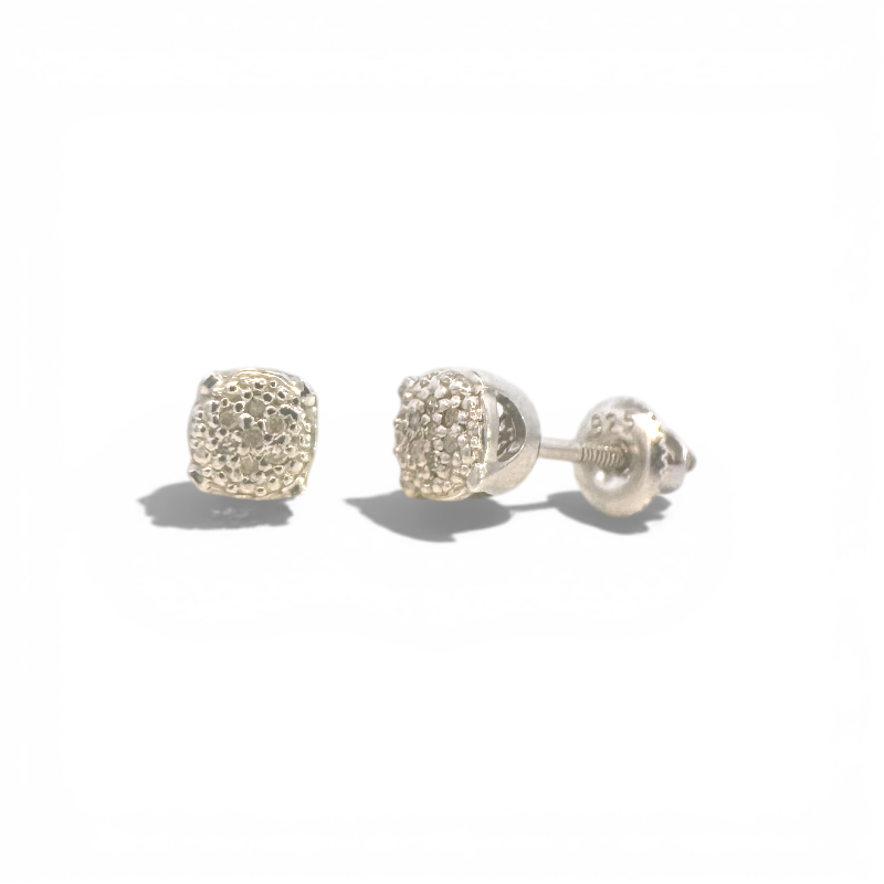 Aros punto de luz diamantes pave 0,05 ct plata 925