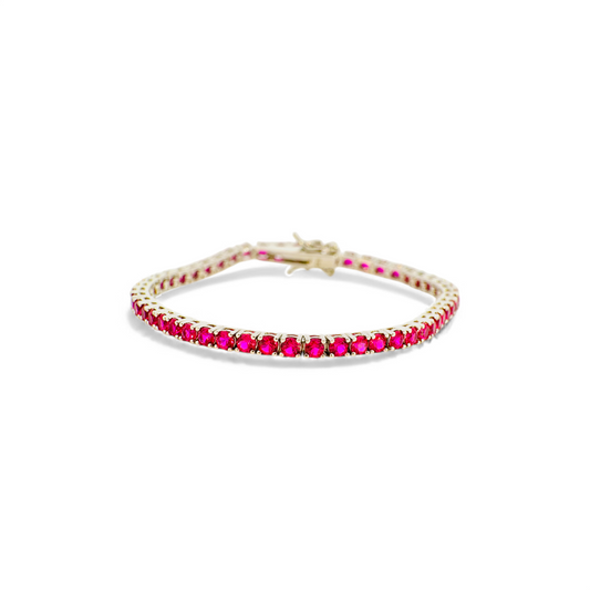 Pulsera circón rojo redondo grifa 3mm