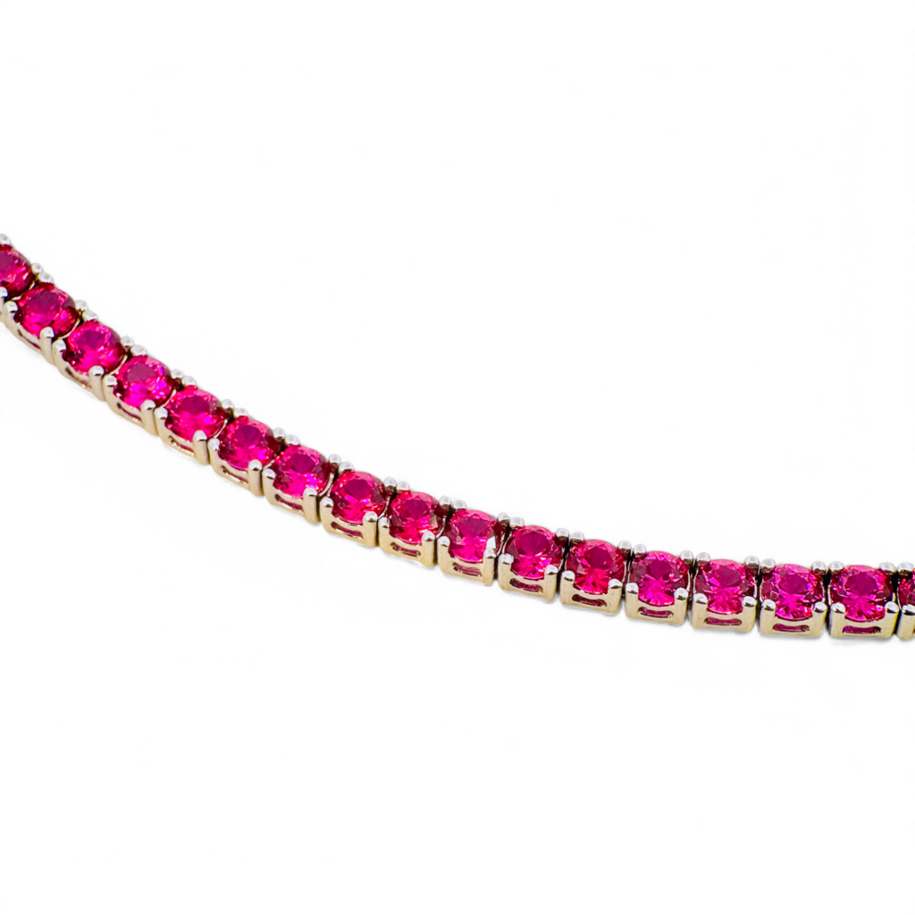 Pulsera circón rojo redondo grifa 3mm