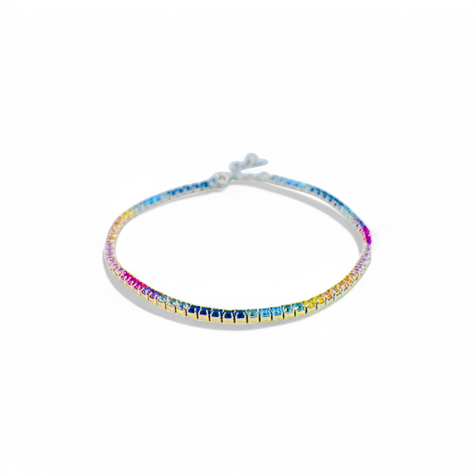 Pulsera tennis circón colores blue grifa 2 mm