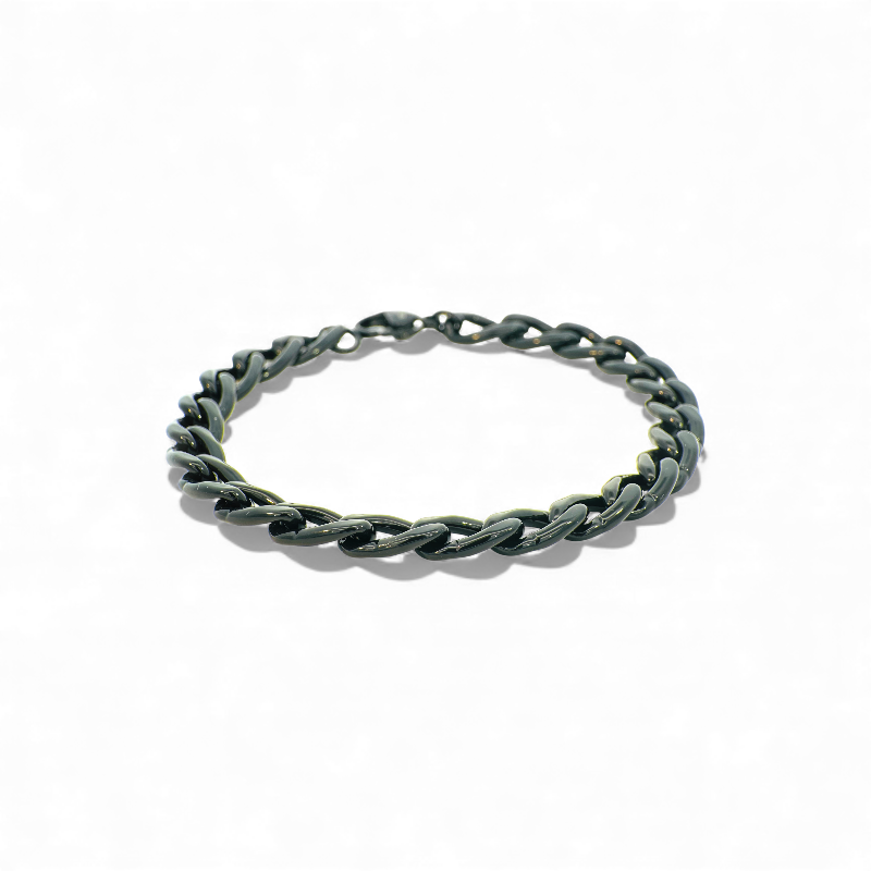 Pulsera de Eslabón Plano en Acero Negro