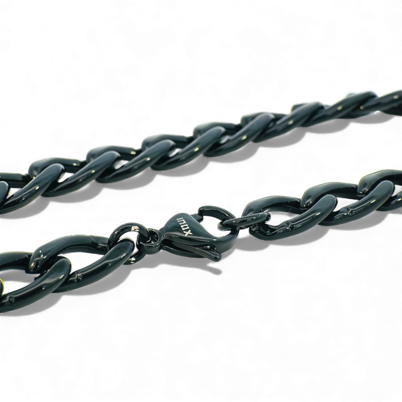 Pulsera de Eslabón Plano en Acero Negro