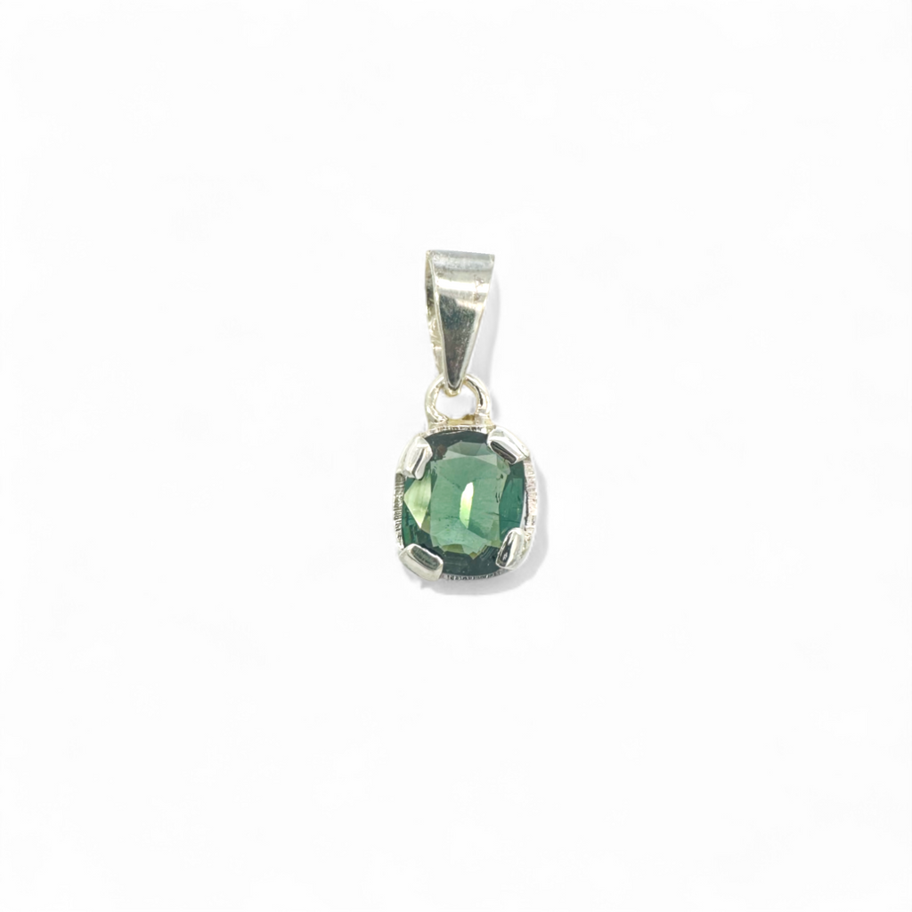 Colgante Turmalina verde 7 mm en plata
