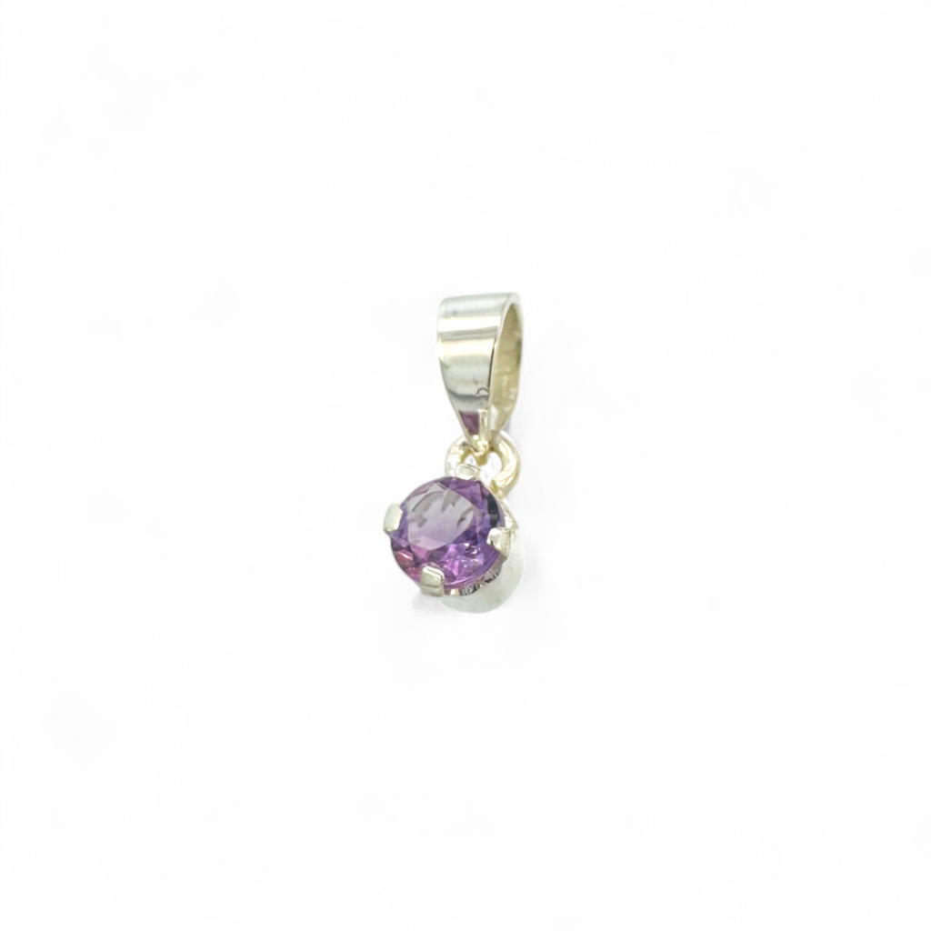 Colgante Piedra violeta redonda 5mm en plata