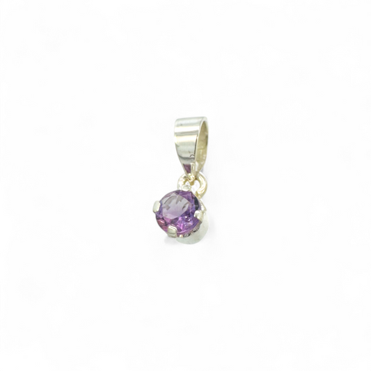 Colgante Piedra violeta redonda 5mm en plata