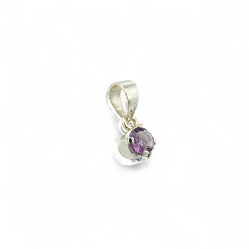 Colgante Piedra violeta redonda 5mm en plata