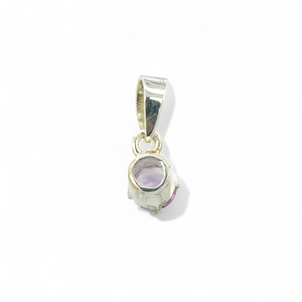 Colgante Piedra violeta redonda 5mm en plata