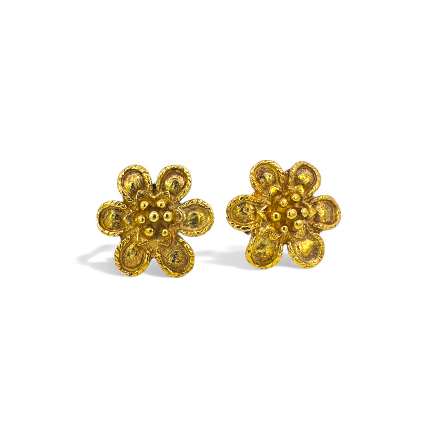 Aros stud flor dorada grande