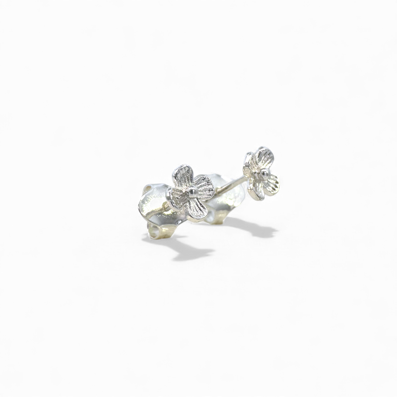 Aros stud flores mini plateados
