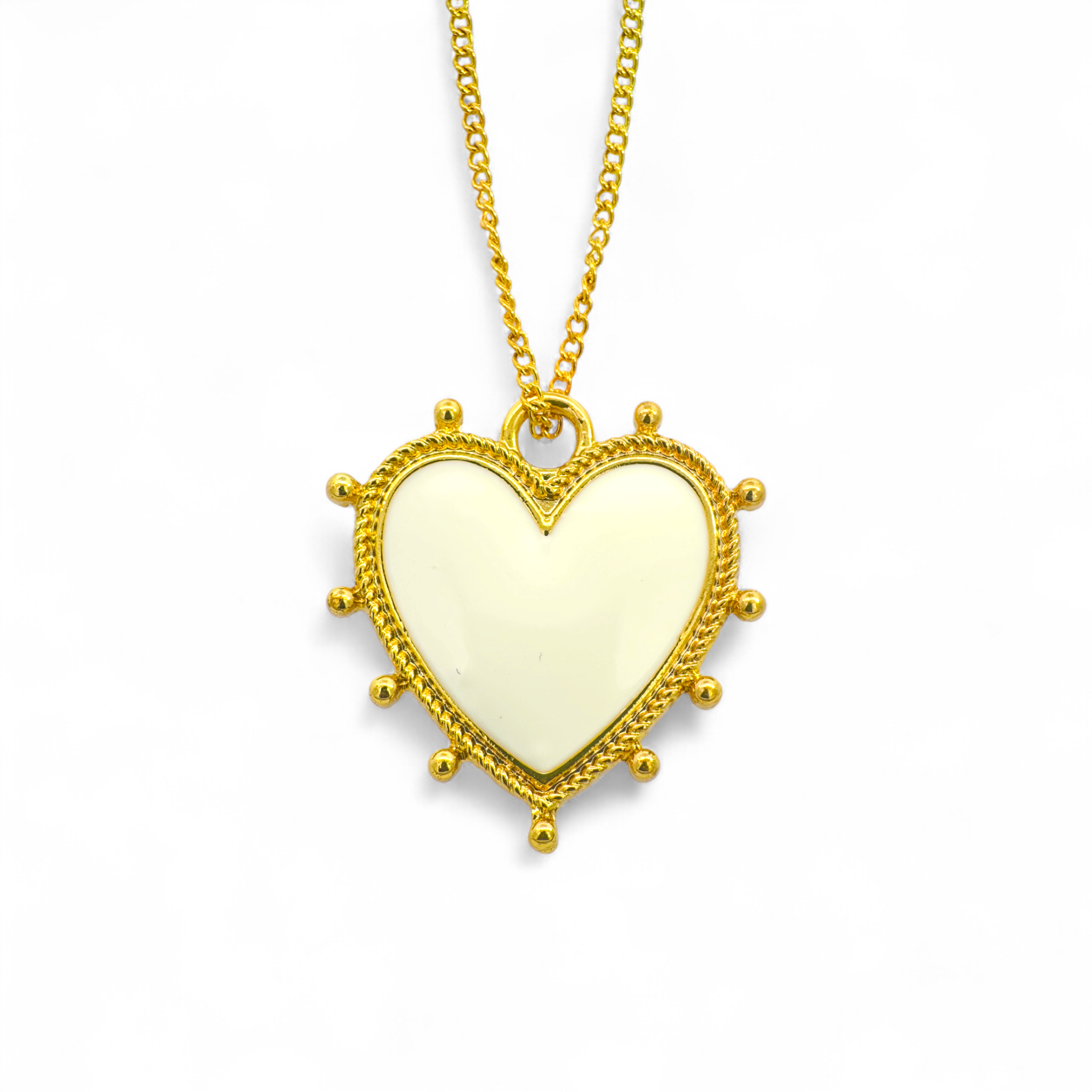 Collar colgante corazón esmalte blanco