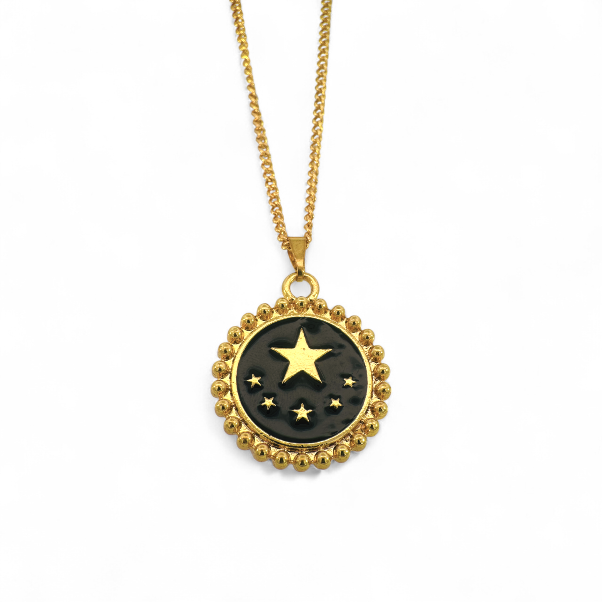 Collar colgante seis estrellas azul y dorado