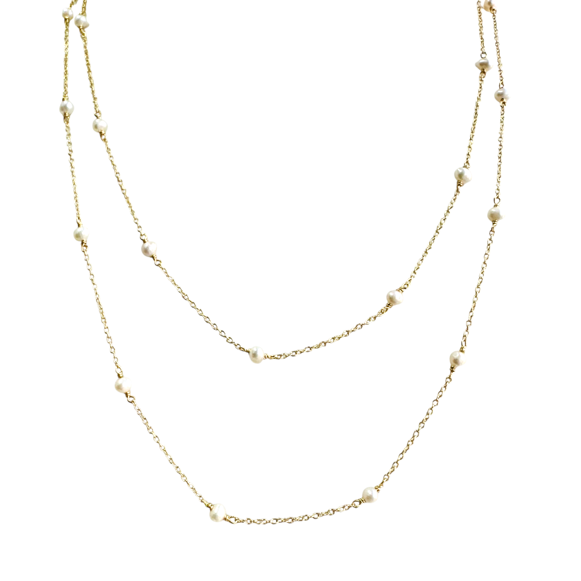 Collar de perlas en cadena de plata 925 bañada en oro