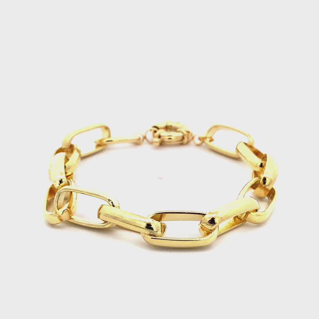 Pulsera enchapada en oro con eslabones clip grande