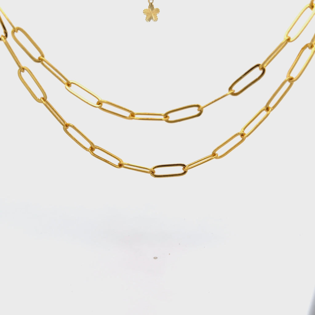 Collar cadena doble de eslabones clip